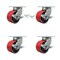 Service Caster 6'' Heavy Duty Red Poly on Cast Iron Caster Set 4 Brakes 2 Swivel Locks, 4PK CRAN-KP92S630-PUR-RS-SLB-BSL-2-SLB-2 - alternate 1
